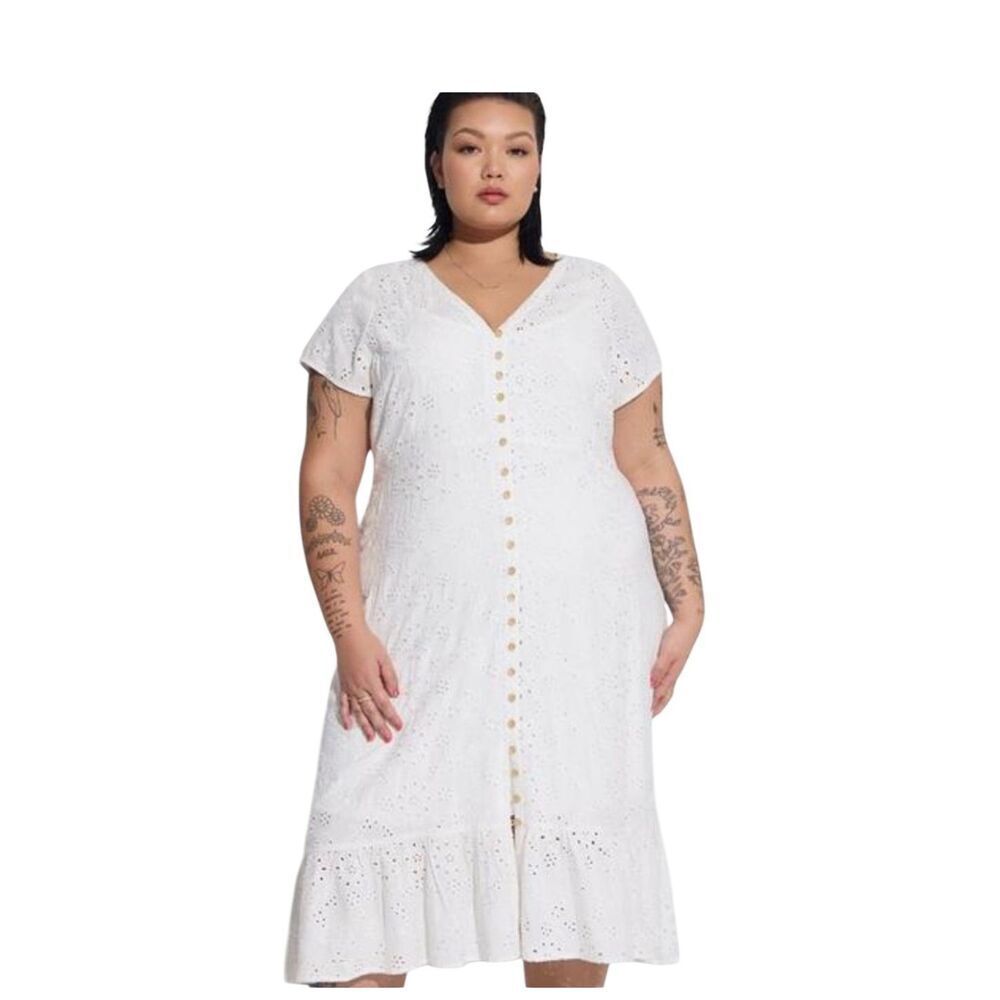 Torrid White Cloud Dancer Dress Eyelet Midi Size 4X Romantic, Coastal, Prairie